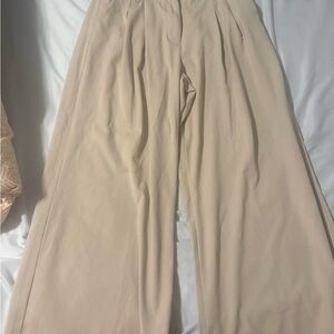American Eagle Outfitters Cream Wide-Leg Pants
